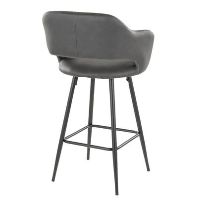 Counter stool HouseOfZazla gray faux-leather with curved back and square footrest on Tampa Home & Garden Store