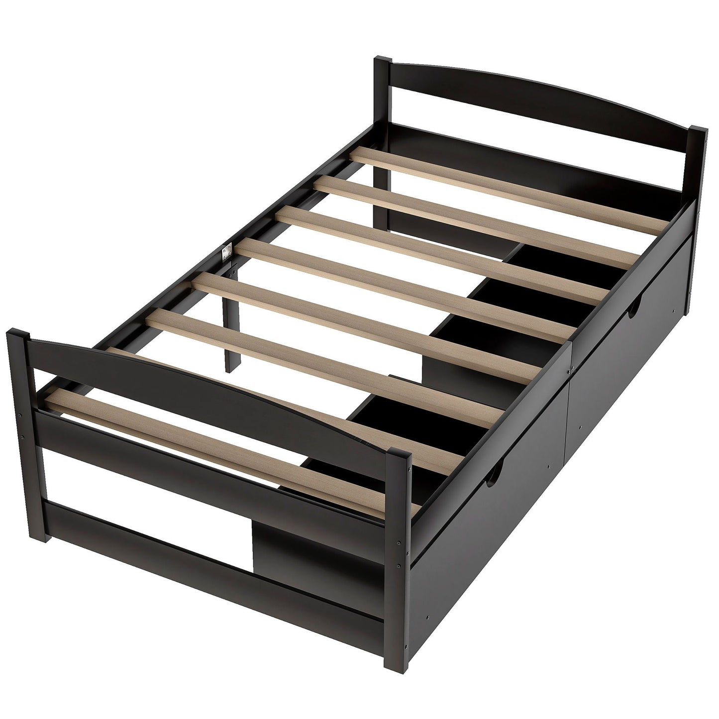 Platform bed with 2 drawers in black, slatted foundation and sturdy frame on Tampa Home & Garden Store
