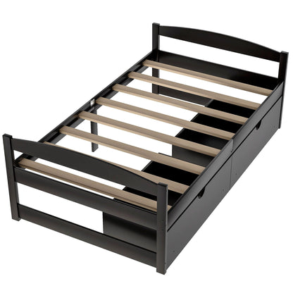 Platform bed with 2 drawers in black, slatted foundation and sturdy frame on Tampa Home & Garden Store