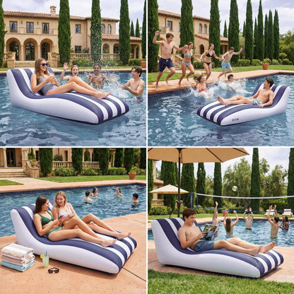 the Mediterranean Stripe Inflatable Pool Lounger