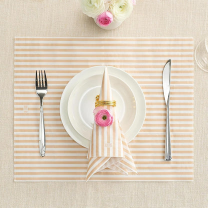 Beige and White Striped Disposable Napkins Set