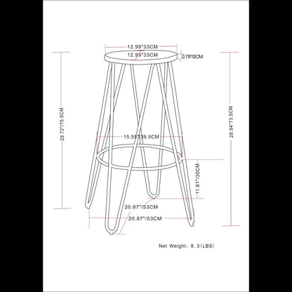 Simeon Multifunctional Metal Stool with Wood Seat