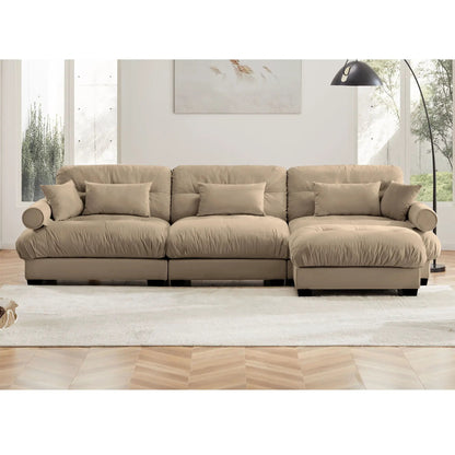 Modern Sectional Sofa with Ottoman and Pillows
