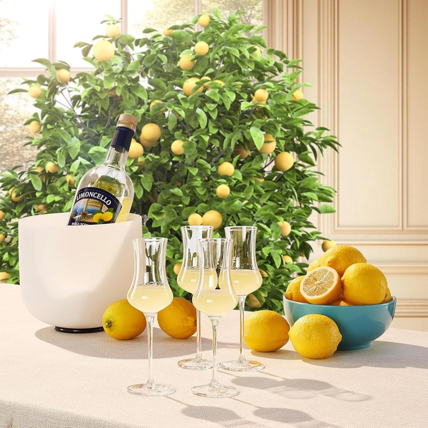Elegant Limoncello Tulip Crystal Glasses Set of 4