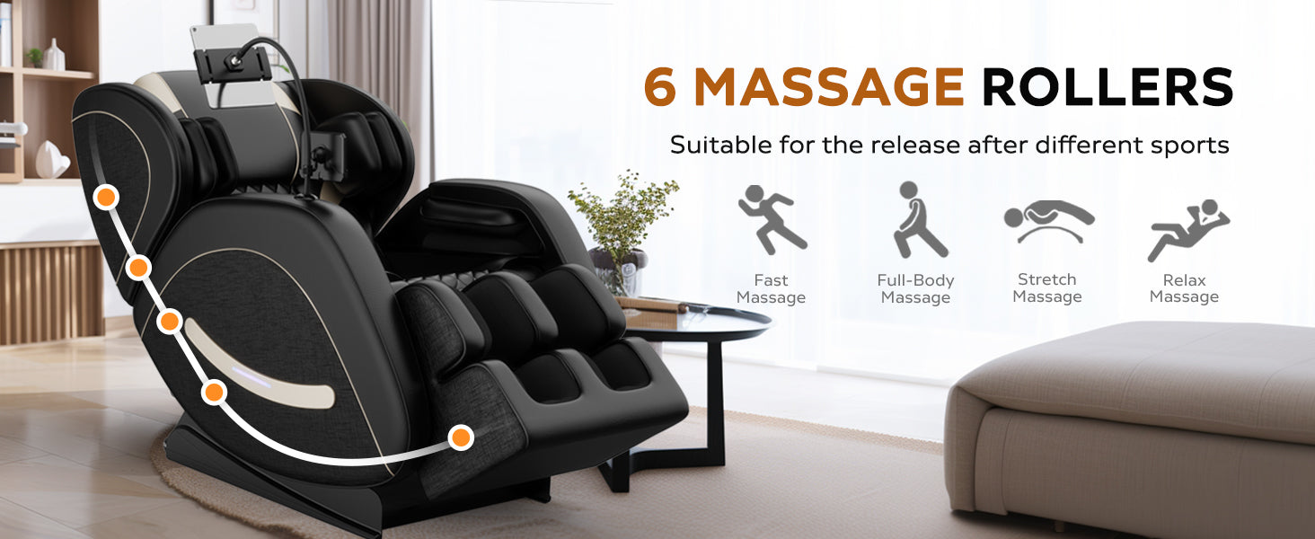 Massage chair recliner by HouseOfZazla with zero gravity and full-body air pressure, black on Tampa Home & Garden Store