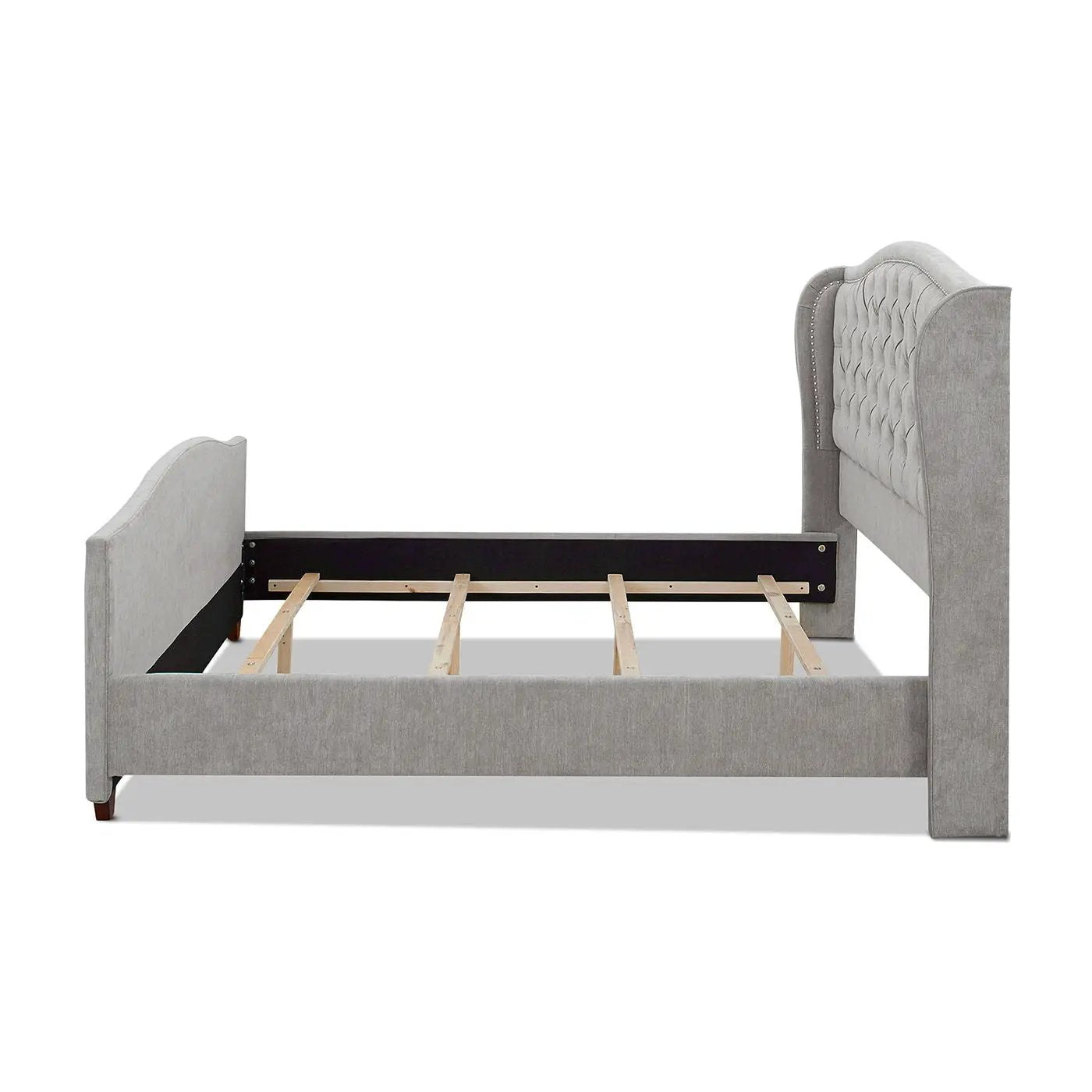 Marcella upholstered shelter bed set in fabric with tufted headboard by Unique Piece Furniture on Tampa Home & Garden Store