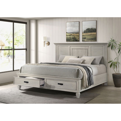 Capistrano 2-Drawer Storage Bed in light gray wood by HouseOfZazla with two under-bed drawers on Tampa Home & Garden Store