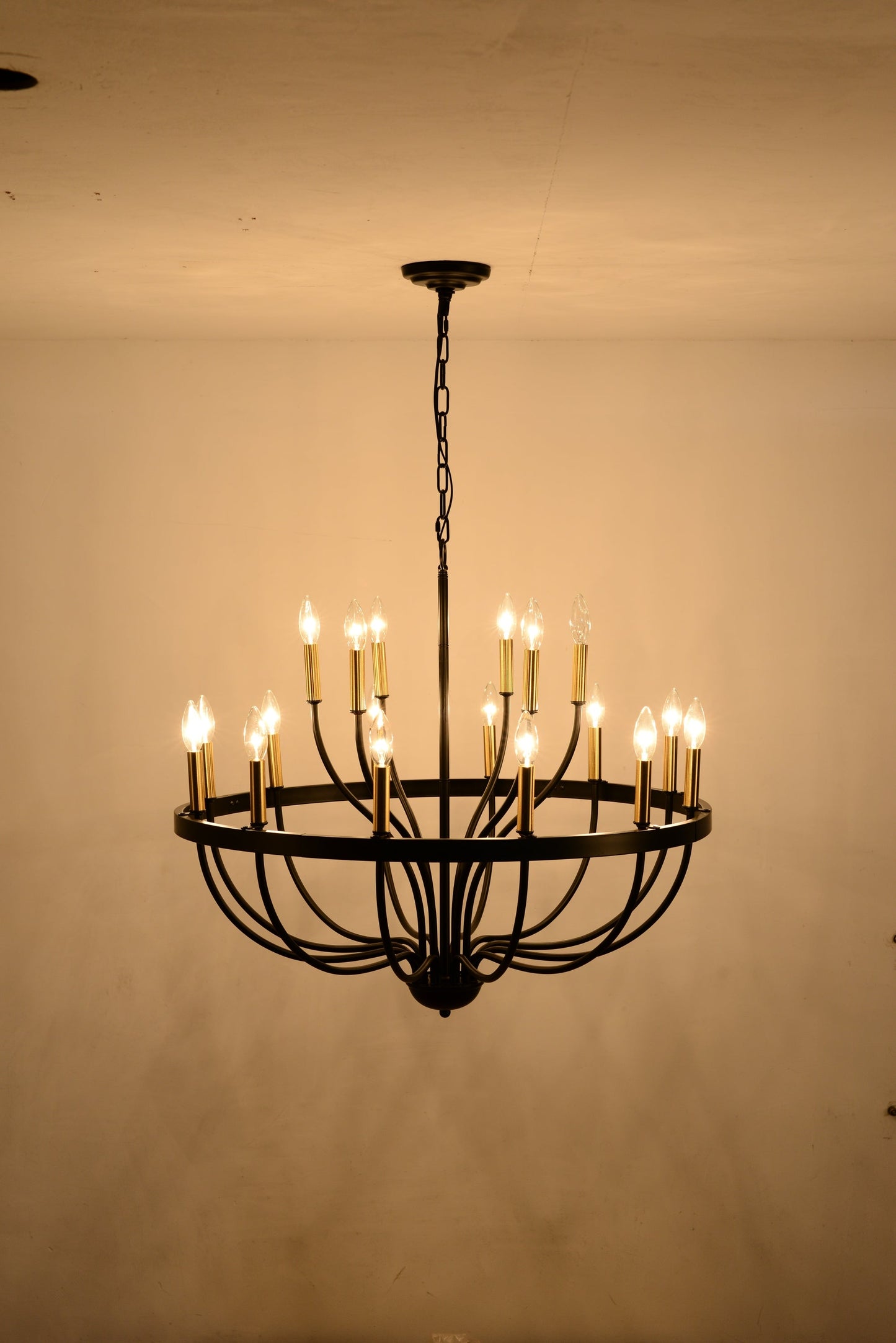 15-Light Industrial Iron Candle Chandelier, black iron with candle bulbs, HouseOfZazla on Tampa Home & Garden Store