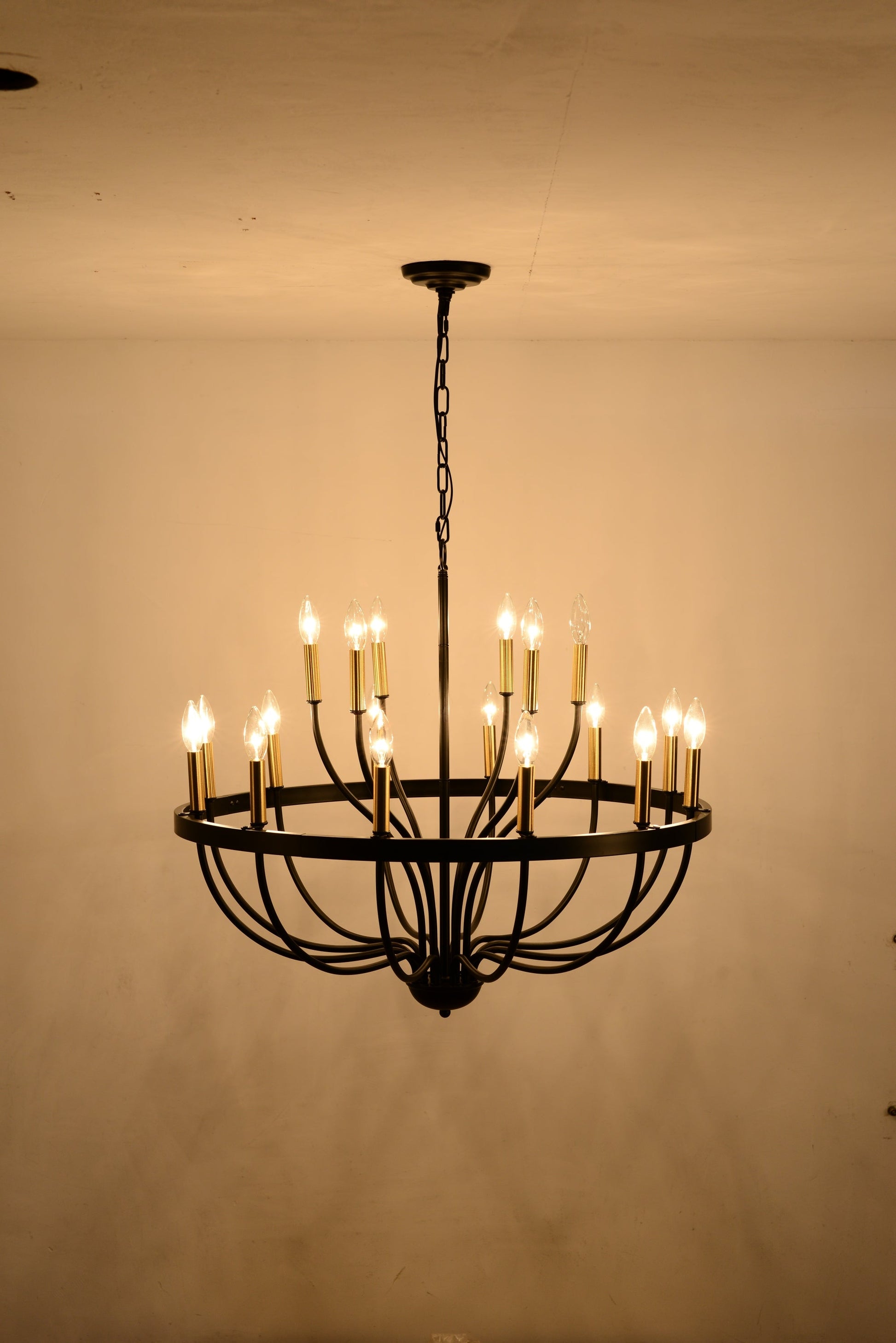 15-Light Industrial Iron Candle Chandelier, black iron with candle bulbs, HouseOfZazla on Tampa Home & Garden Store