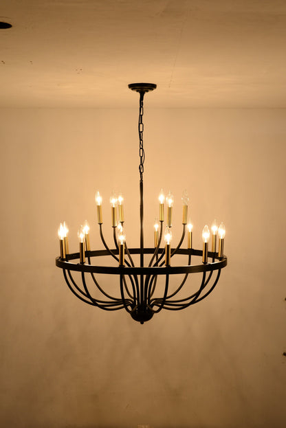 15-Light Industrial Iron Candle Chandelier, black iron with candle bulbs, HouseOfZazla on Tampa Home & Garden Store