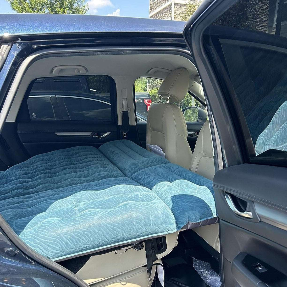 Umbrauto SUV air mattress 1.0 slate blue quilted top fits in back of SUV for car camping on Tampa Home & Garden Store