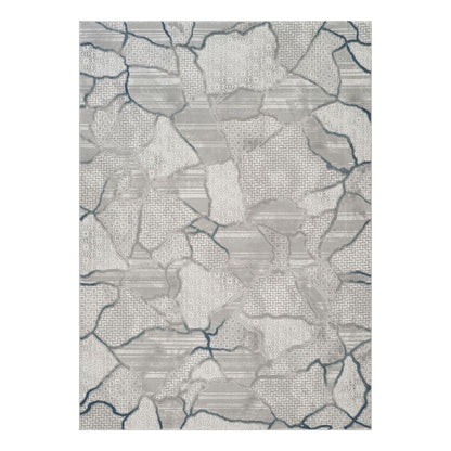 Modern Geometric Area Rug in gray and ivory by HouseOfZazla, patchwork tile pattern on Tampa Home & Garden Store