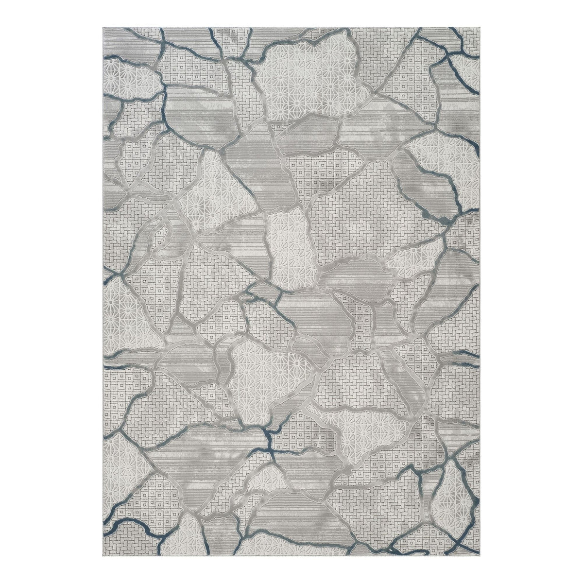 Contemporary geometric gray rug by HouseOfZazla with textured patchwork pattern on Tampa Home & Garden Store