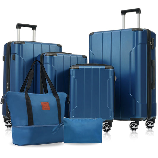 Luggage set HouseOfZazla blue 6pc hardshell carry-on duffel on Tampa Home & Garden Store