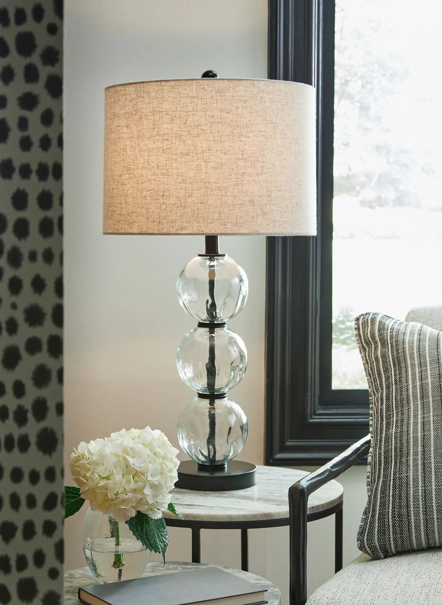 Airbal Glass Table Lamp Set of Two Clear Black