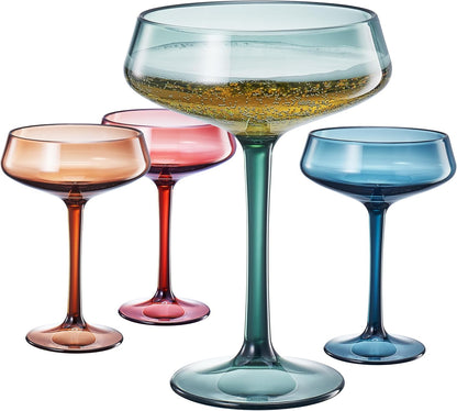 Set of Four Soft Modern Acrylic Coupe Glasses