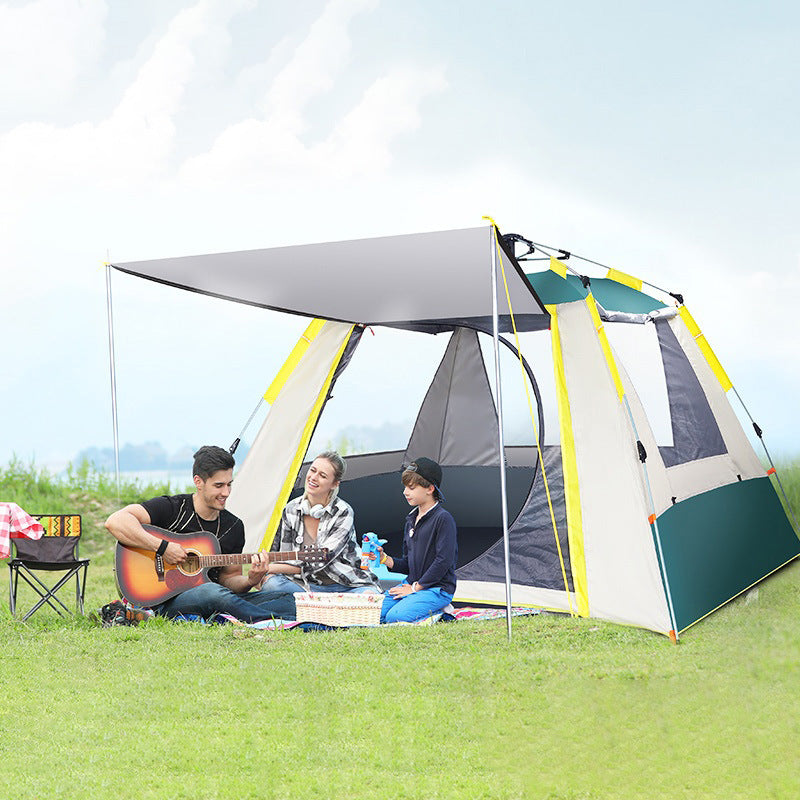 Automatic Tent Outdoor Camping Barbecue: 4-person tent with gray canopy and teal panels on Tampa Home & Garden Store