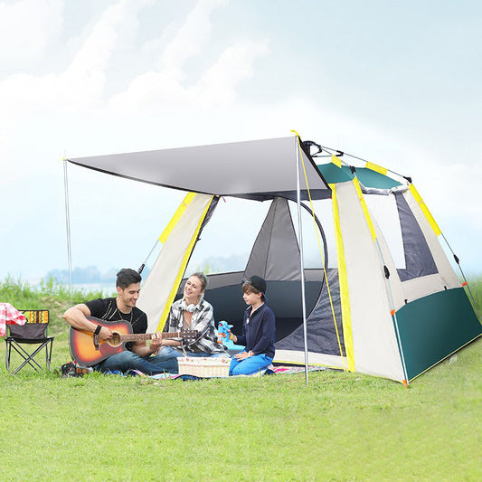 Automatic Tent Outdoor Camping Barbecue: 4-person tent with gray canopy and teal panels on Tampa Home & Garden Store