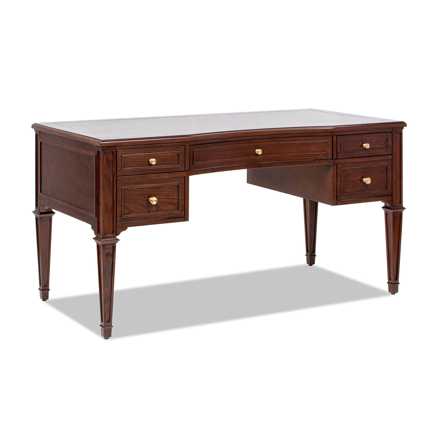 Dauphin Gold Accent 5-Drawer Wood Executive Desk dark walnut ash veneer by HouseOfZazla on Tampa Home & Garden Store