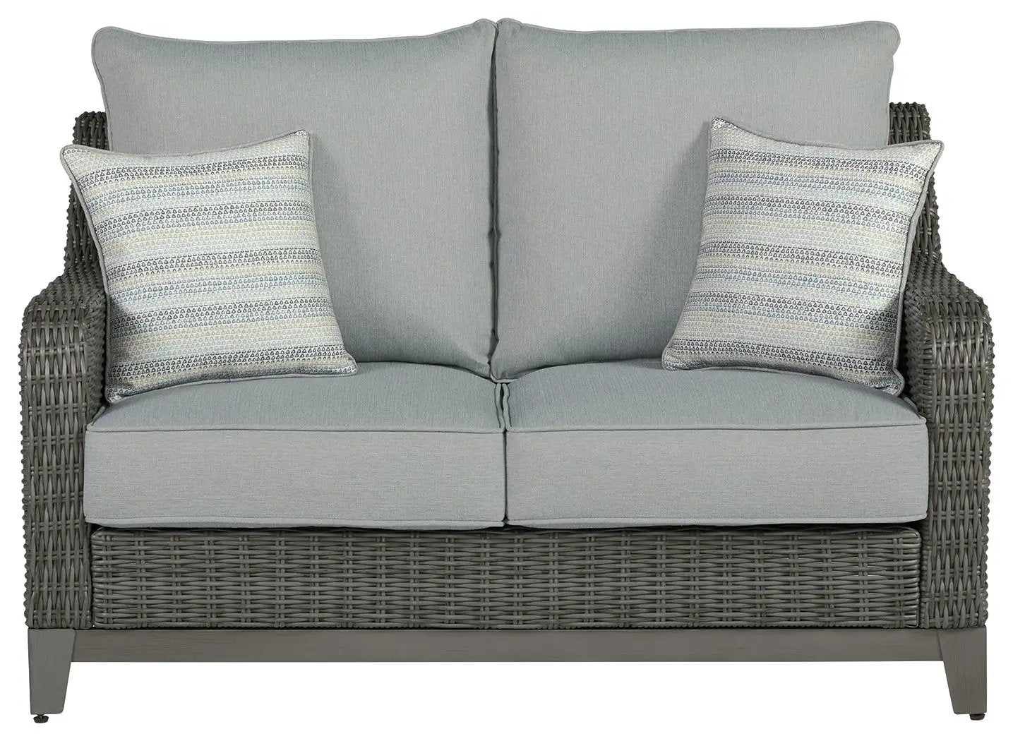 Elite Park Loveseat w/Cushion Gray by Unique Piece Furniture, gray wicker frame with cushions on Tampa Home & Garden Store
