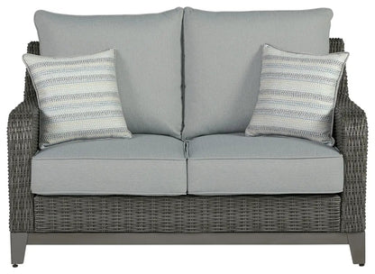 Elite Park Loveseat w/Cushion Gray by Unique Piece Furniture, gray wicker frame with cushions on Tampa Home & Garden Store
