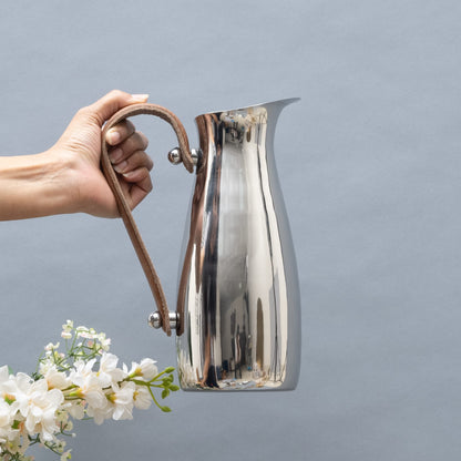 Stainless Steel Water Pitcher and Leather Handle
