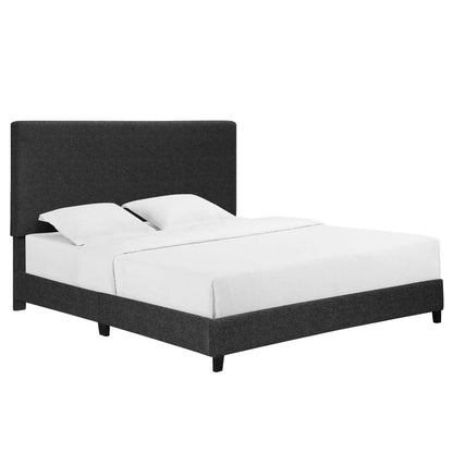 Platform Bed & Upholstered Headboard in dark gray fabric, by Unique Piece Furniture on Tampa Home & Garden Store