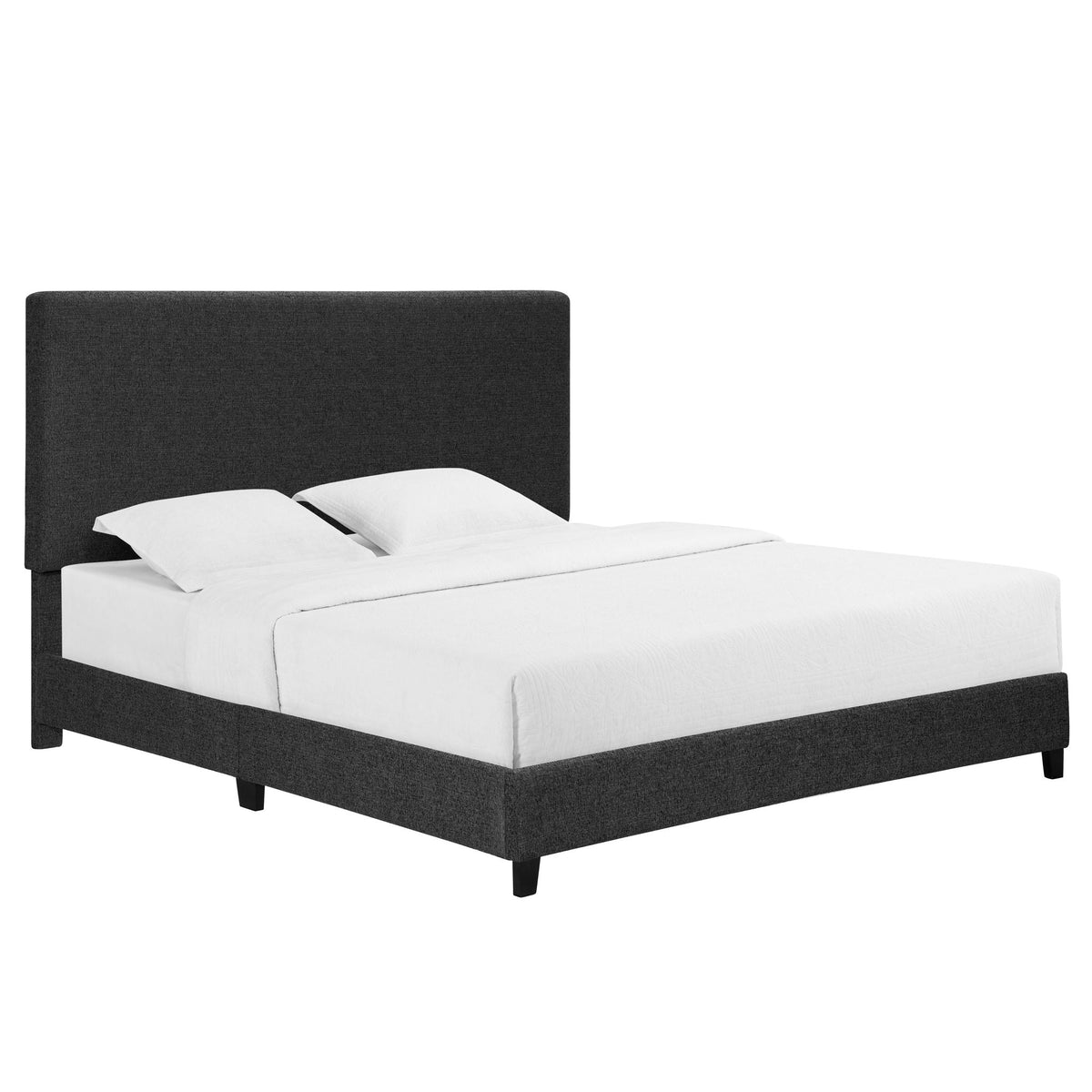 Platform Bed with Upholstered Headboard and Frame