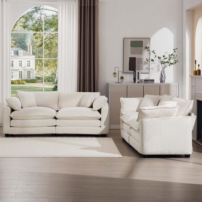 Elegant oversized 3-piece sectional sofa set with deep seats in beige fabric by HouseOfZazla on Tampa Home & Garden Store