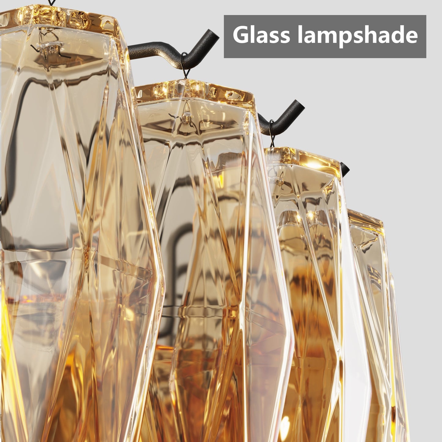 Chandelier 54-inch black rectangular 12-light smoke glass HouseOfZazla on Tampa Home & Garden Store