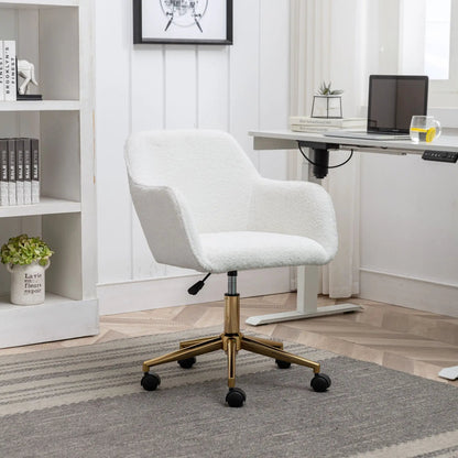 White plush swivel chair with 360-degree adjustability and gold metal base Unique Piece Furniture on Tampa Home & Garden Store