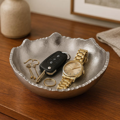 Silver and Brass Half Moon Decorative Bowl