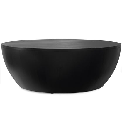 Elmbrook Drum Coffee Table, black round wood grain drum design on Tampa Home & Garden Store