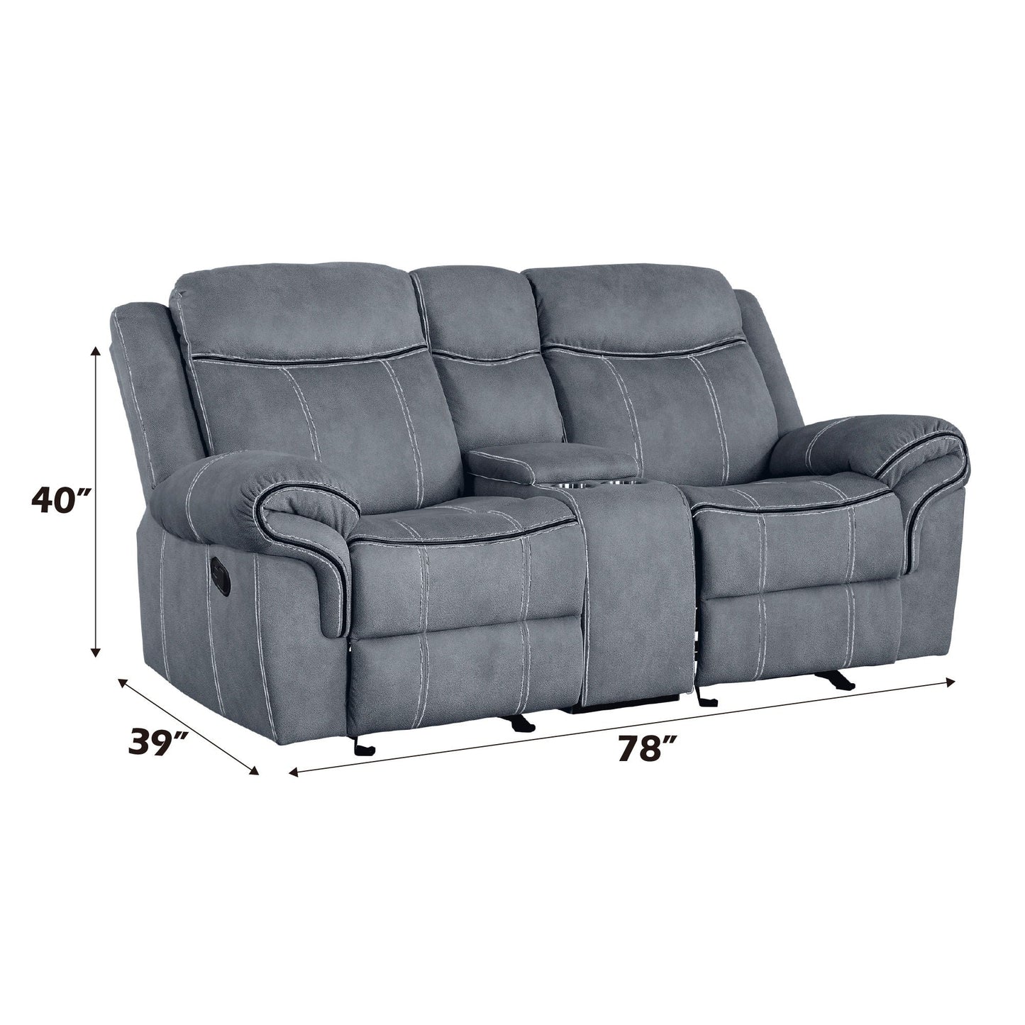 Zubaida two-tone reclining loveseat with USB port console, gray upholstery by HouseOfZazla on Tampa Home & Garden Store