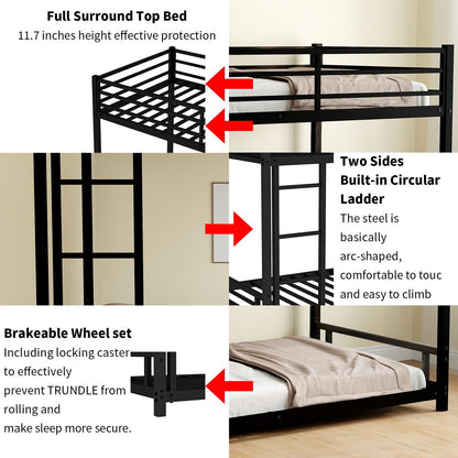 Bunk bed by HouseOfZazla with noise reduction and safety guardrails, black metal frame on Tampa Home & Garden Store