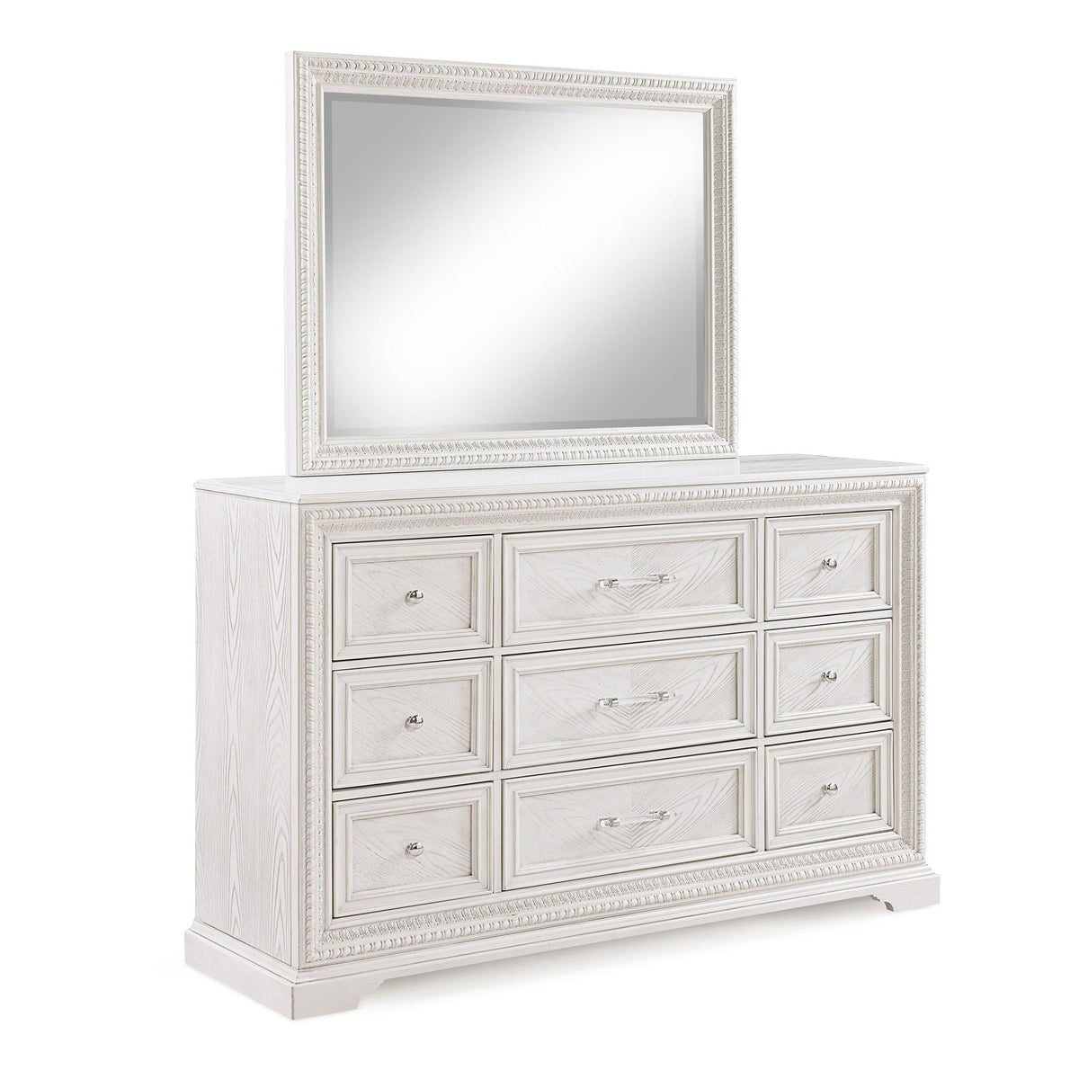 6 Drawer Storage Dresser antique white with ornate framed mirror HouseOfZazla on Tampa Home & Garden Store