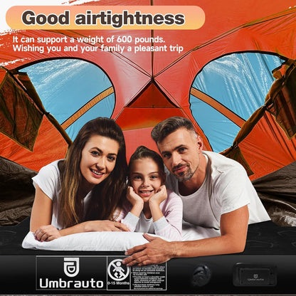 Umbrauto truck bed air mattress black/grey 5.5-5.8FT with detachable pump, family posing on Tampa Home & Garden Store