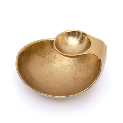 Gold Brass Chip and Dip Centerpiece Bowl
