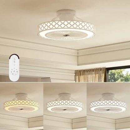 DirectDeals 19 Inch white ceiling fan with light, flush mount, remote included collage on Tampa Home & Garden Store