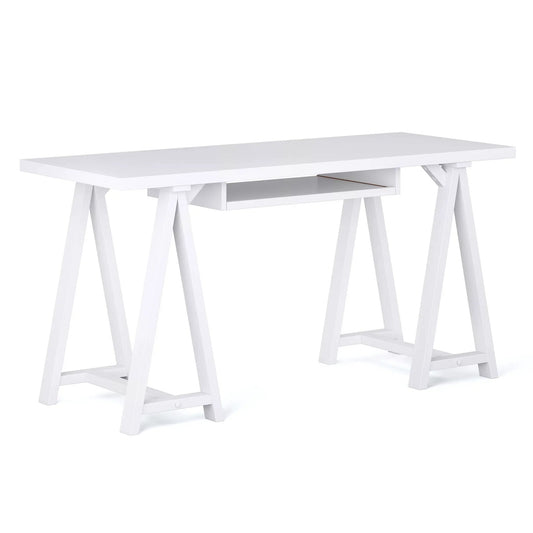 Sawhorse Handcrafted Desk white painted wood with shelf Unique Piece Furniture writing desk on Tampa Home & Garden Store