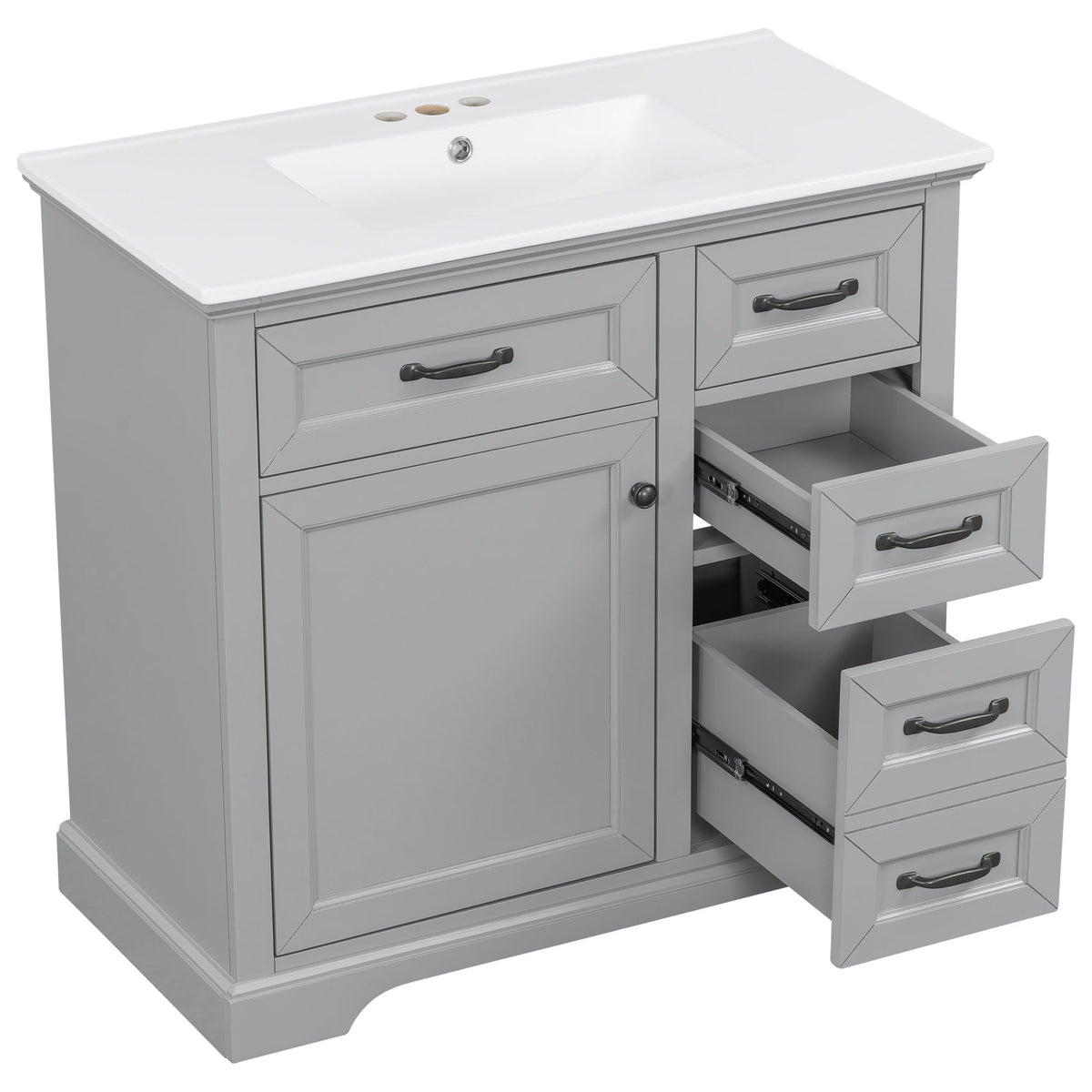 36in gray bathroom vanity with white sink and soft-close drawers HouseOfZazla on Tampa Home & Garden Store