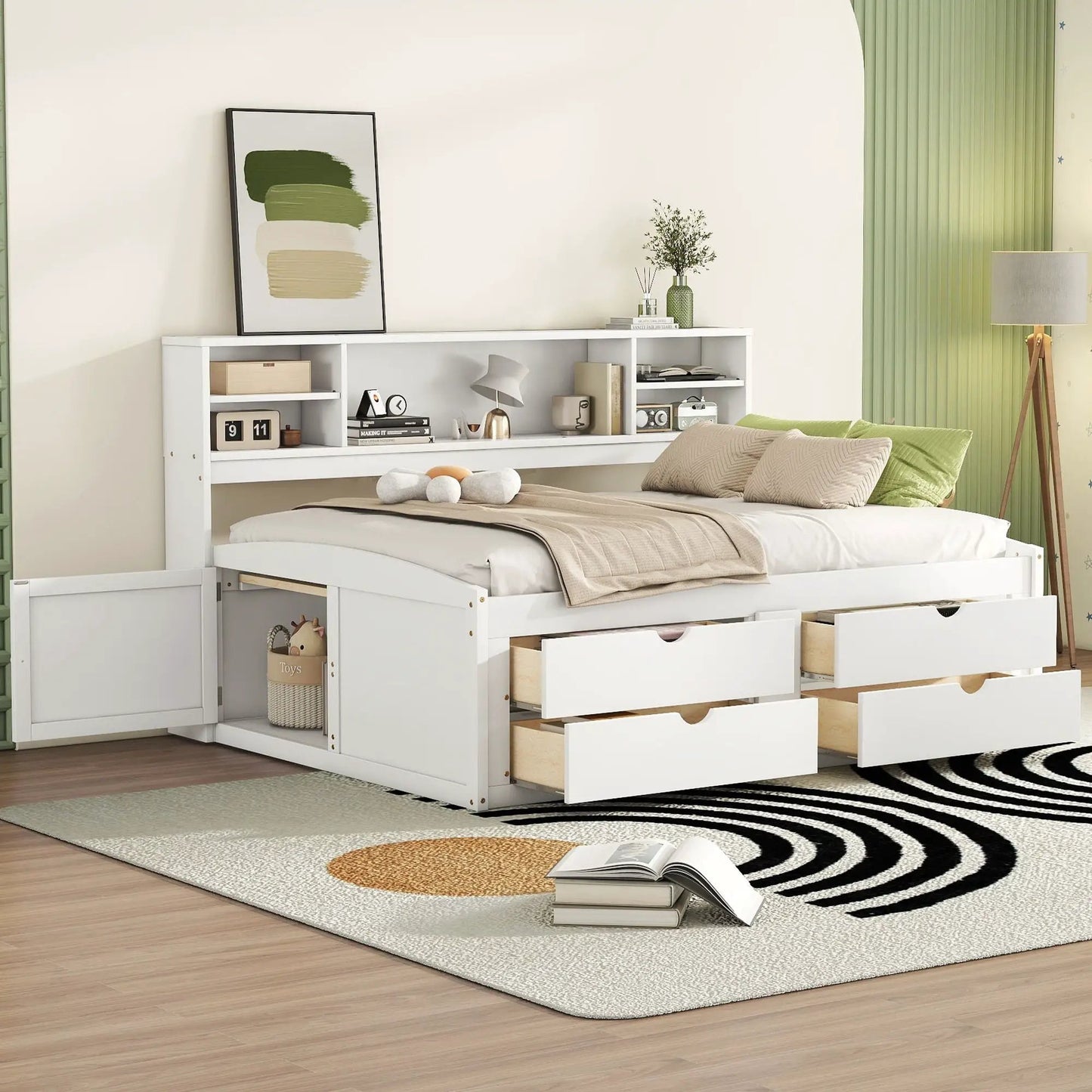 Daybed with Two Bedside Cabinets and Four Drawers