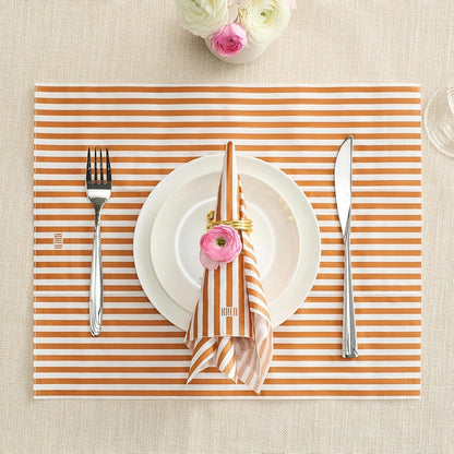 Orange Striped Disposable Dinner Napkin Set of 50