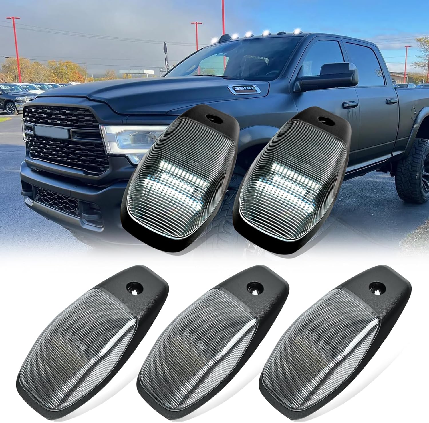 AutoLEDTech.com Ram HD cab lights, 4-pack with clear smoked lenses, amber LED roof lights on Tampa Home & Garden Store