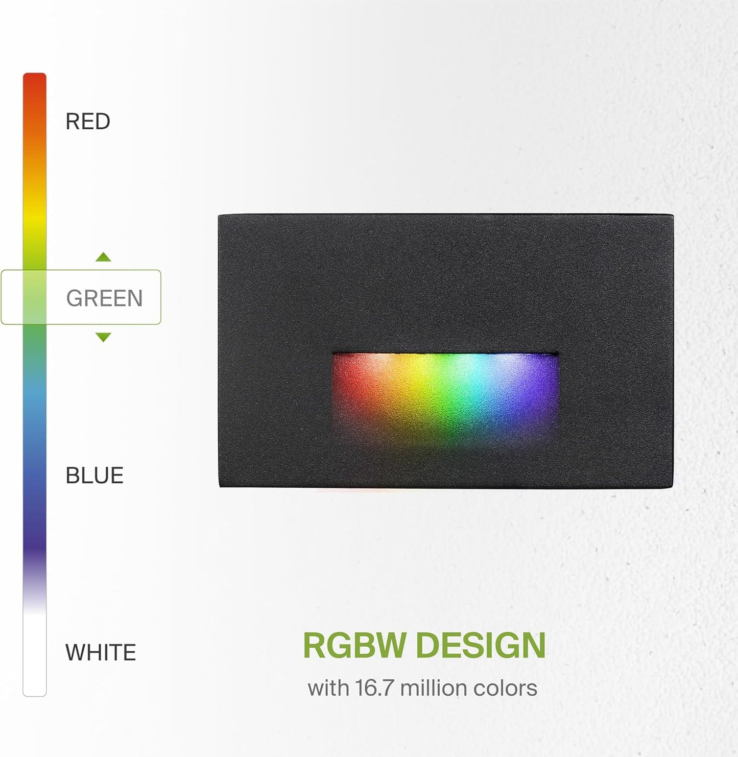 STRA07 6 Pack 3W RGBCW Color Changing 2700K-6500K Rectangular Waterproof Horizontal LED Stairs Step Light Fixture
