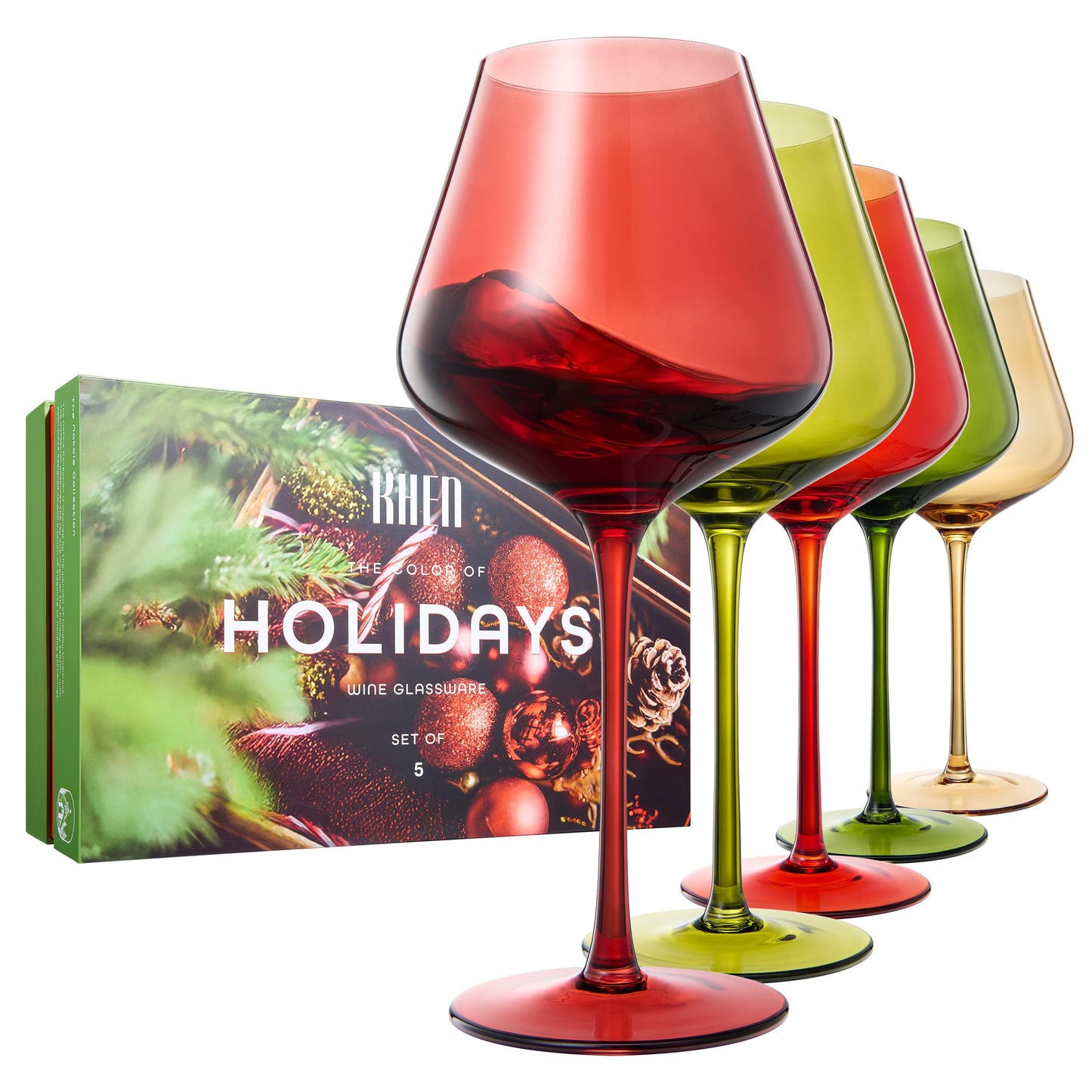 Christmas Wine Glasses Set And Five Goblets