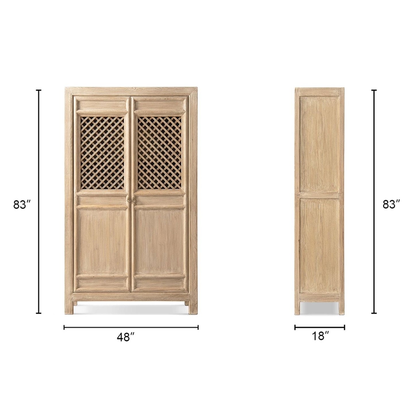 Arden 2-door bookcase storage cabinet in natural wood with lattice doors by HouseOfZazla on Tampa Home & Garden Store