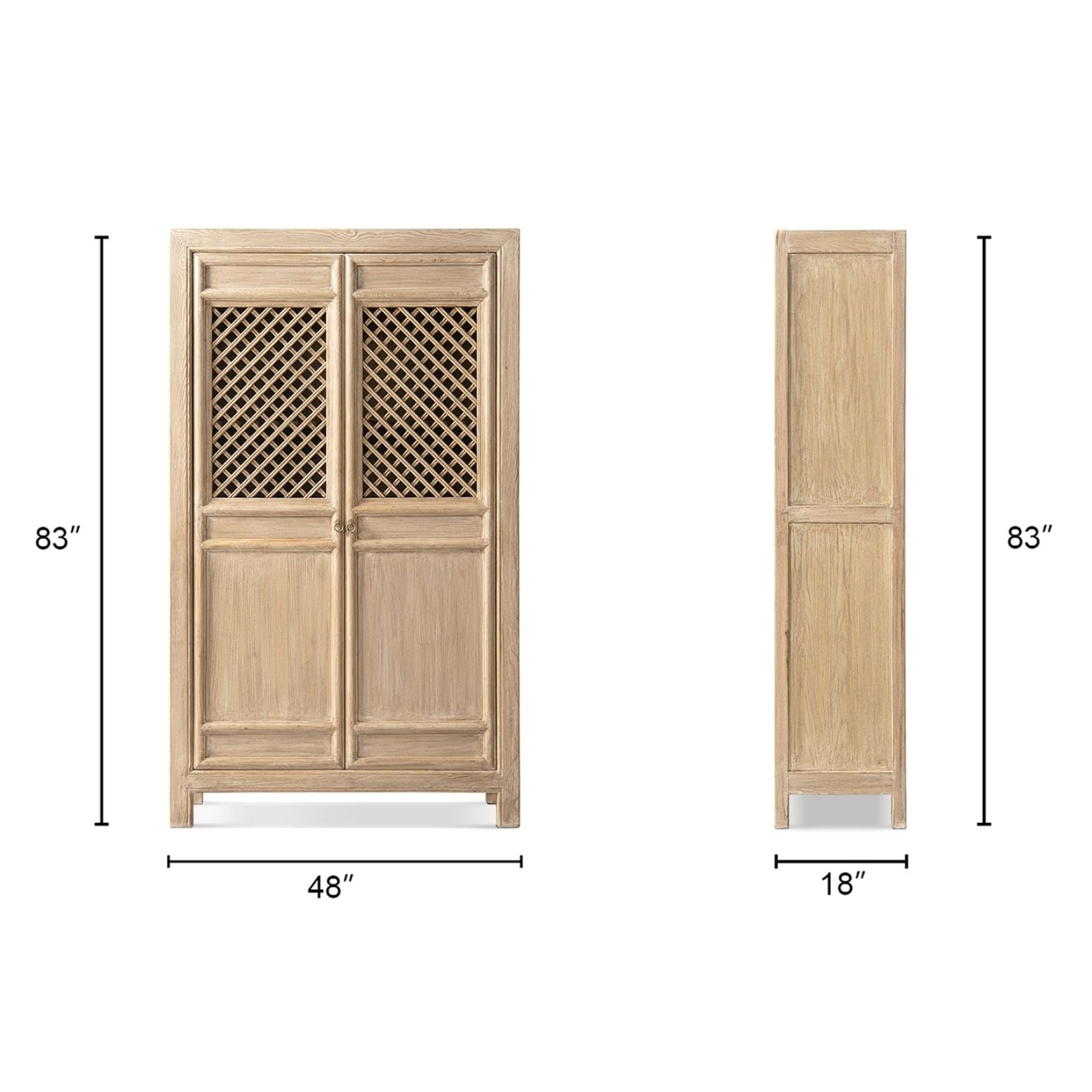 Arden 2-door bookcase storage cabinet in natural wood with lattice doors by HouseOfZazla on Tampa Home & Garden Store