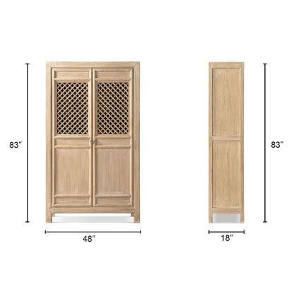 Arden 2-door bookcase storage cabinet in natural wood with lattice doors by HouseOfZazla on Tampa Home & Garden Store