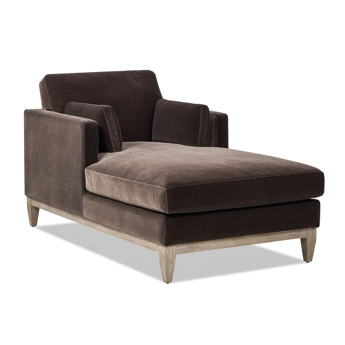 Chaise lounge chair, mocha brown fabric, removable cushions and wood legs, HouseOfZazla on Tampa Home & Garden Store
